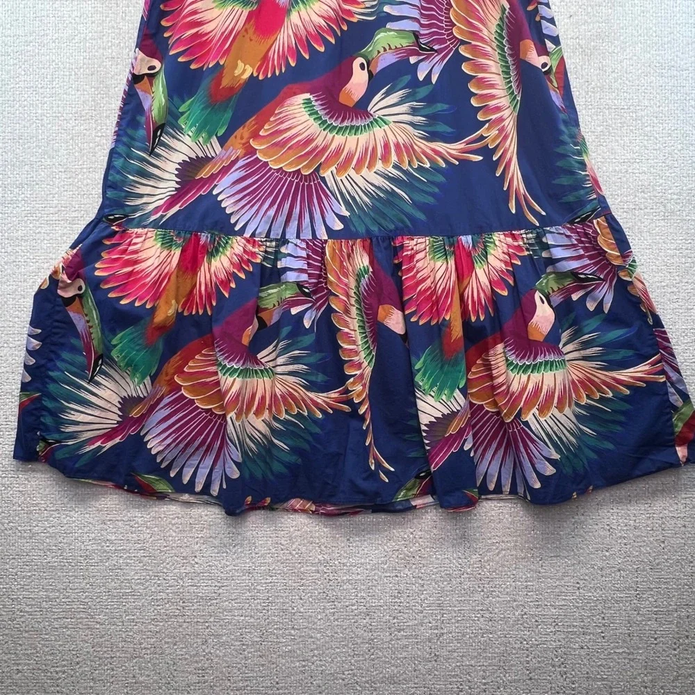 FARM Rio Parrot Print Dress Puff Sleeve Tiered Hem Tropical‎ Multicolor Small - Picture 10 of 13